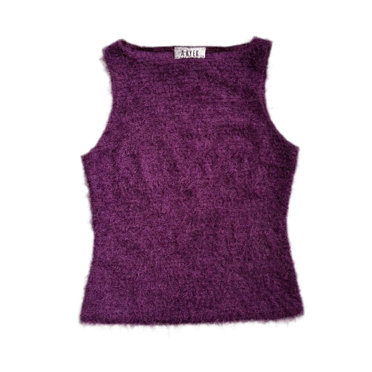 Y2K Purple Fuzzy Knit Tank (XS/S)