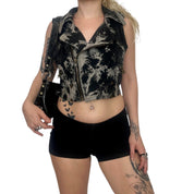 Bleached Cropped Moto Vest Top (M/L)