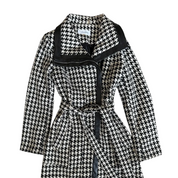 Calvin Klein Houndstooth Trench Coat With Leather Trim (M)