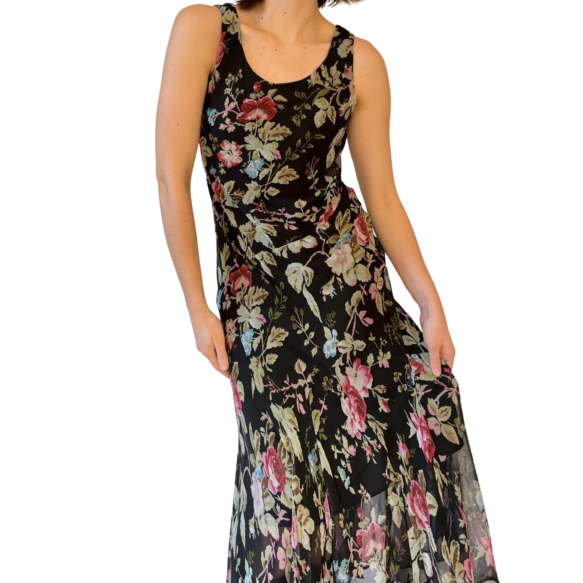 90s Floral Maxi Dress (S)