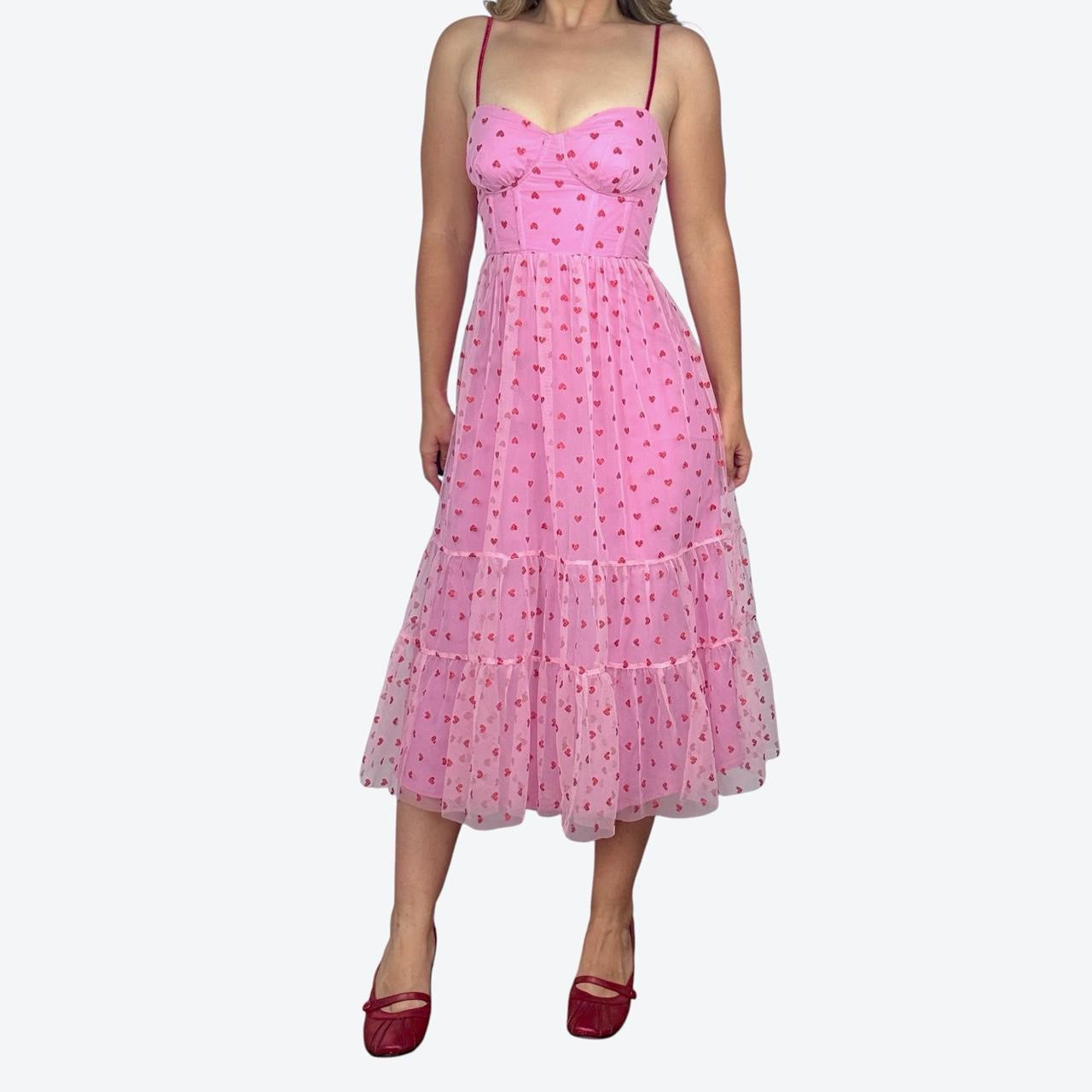 Betsey Johnson Heart Print Midi Dress (S)