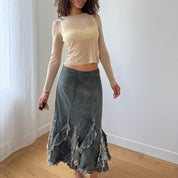 Vintage Euro Denim & Sequin Skirt (XS/S)