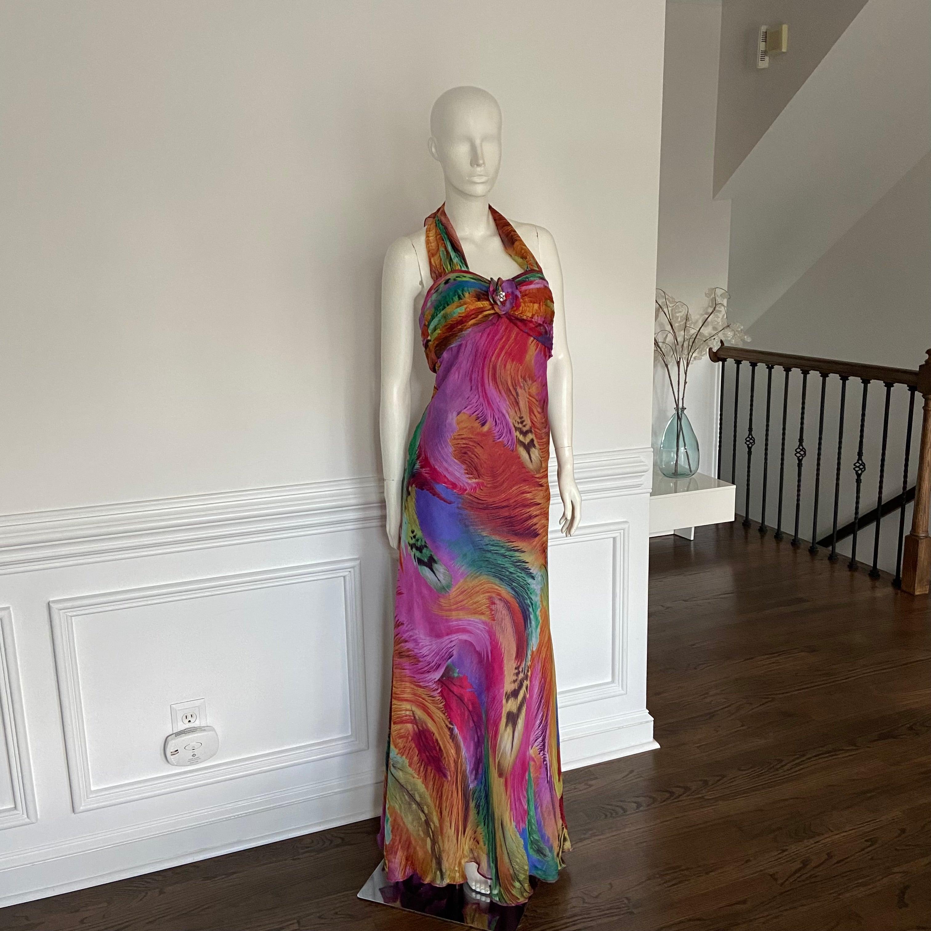Custom Silk Halter Maxi Dress (M)