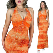 Y2K Creamsicle Lace Prom Dress (XS)