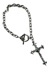 Blue Gemmy Cross Bracelet