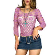 2000s Mauve Crochet Top (S)