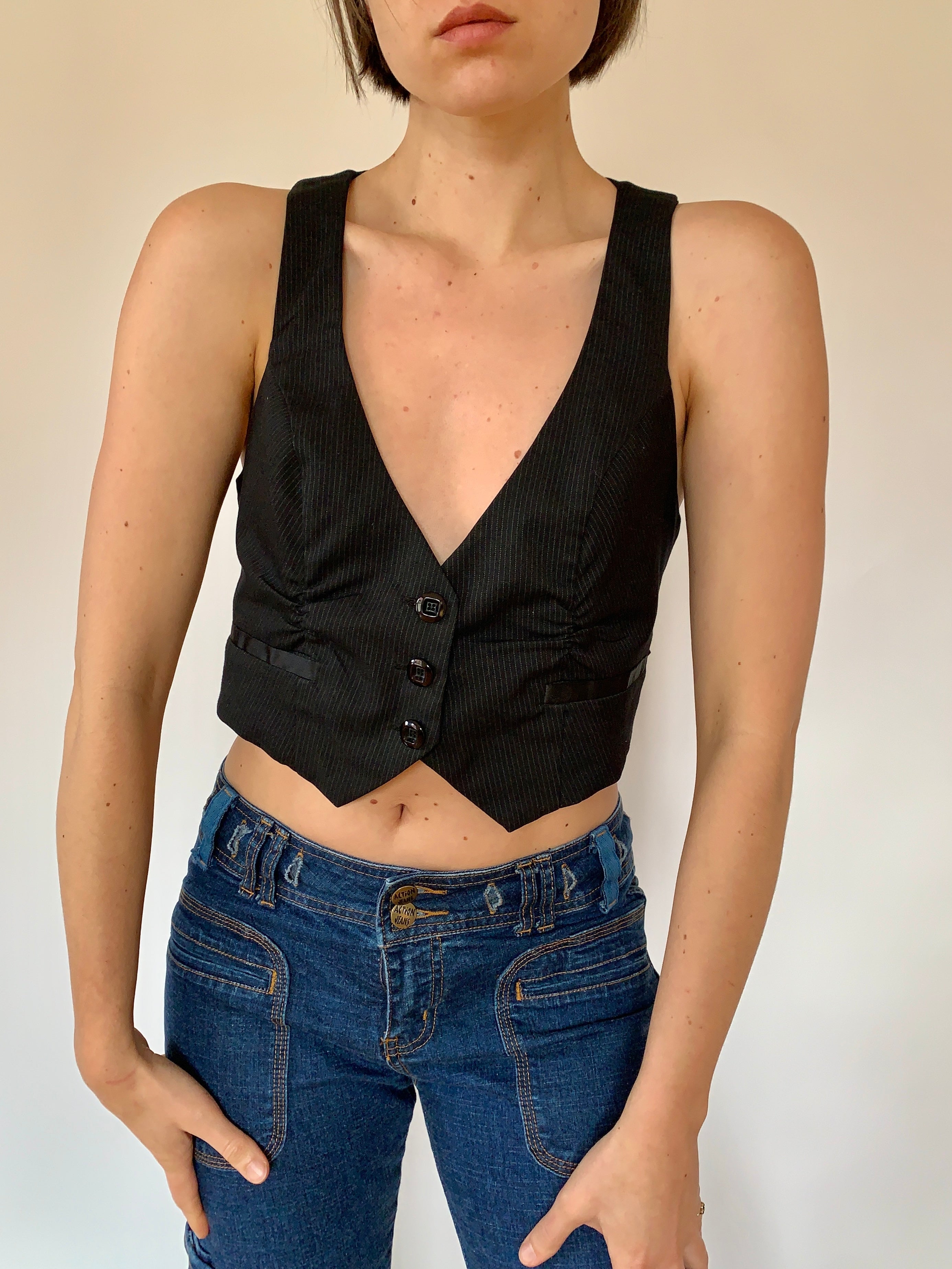 Y2K Pinstripe Vest - Medium