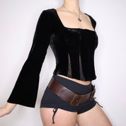 Y2K Witchy Black Corset Blouse (S/M)