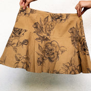 90s Floral Corduroy Mini Skirt - Small