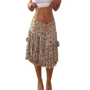 Vintage Beige Peach Floral Silk Mesh Skirt (S)