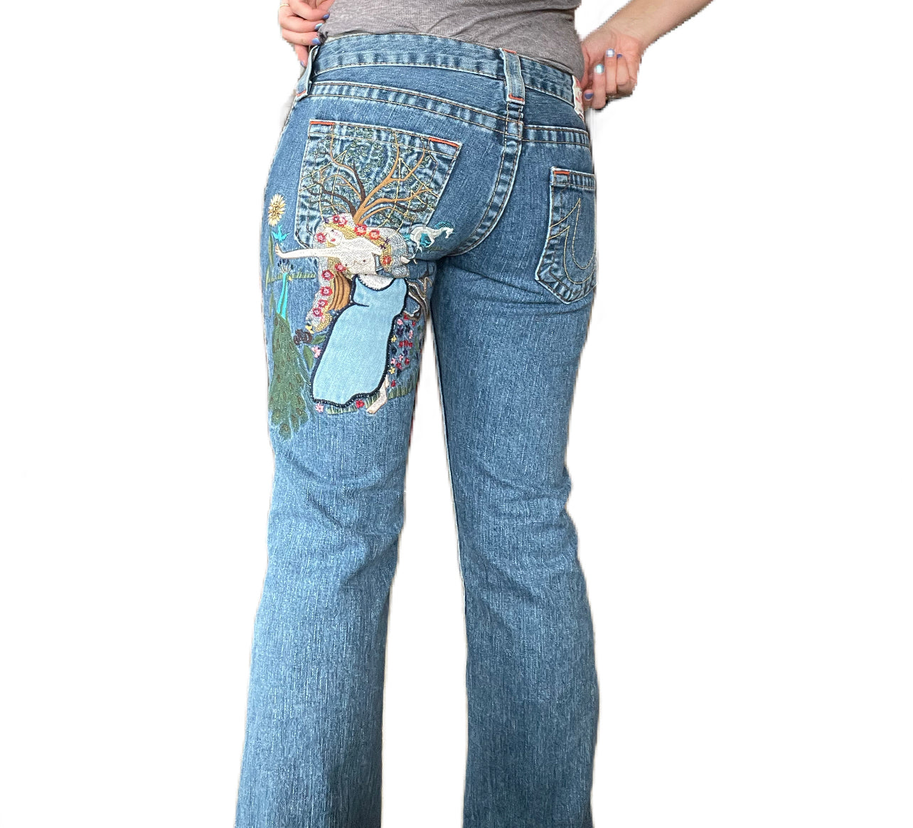2000s True Religion Lady Godiva Embroidered Low-Rise Denim