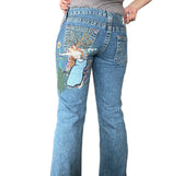 2000s True Religion Lady Godiva Embroidered Low-Rise Denim