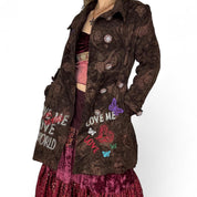 Embroidered Butterfly Graphic Corduroy Tapestry Coat (M)