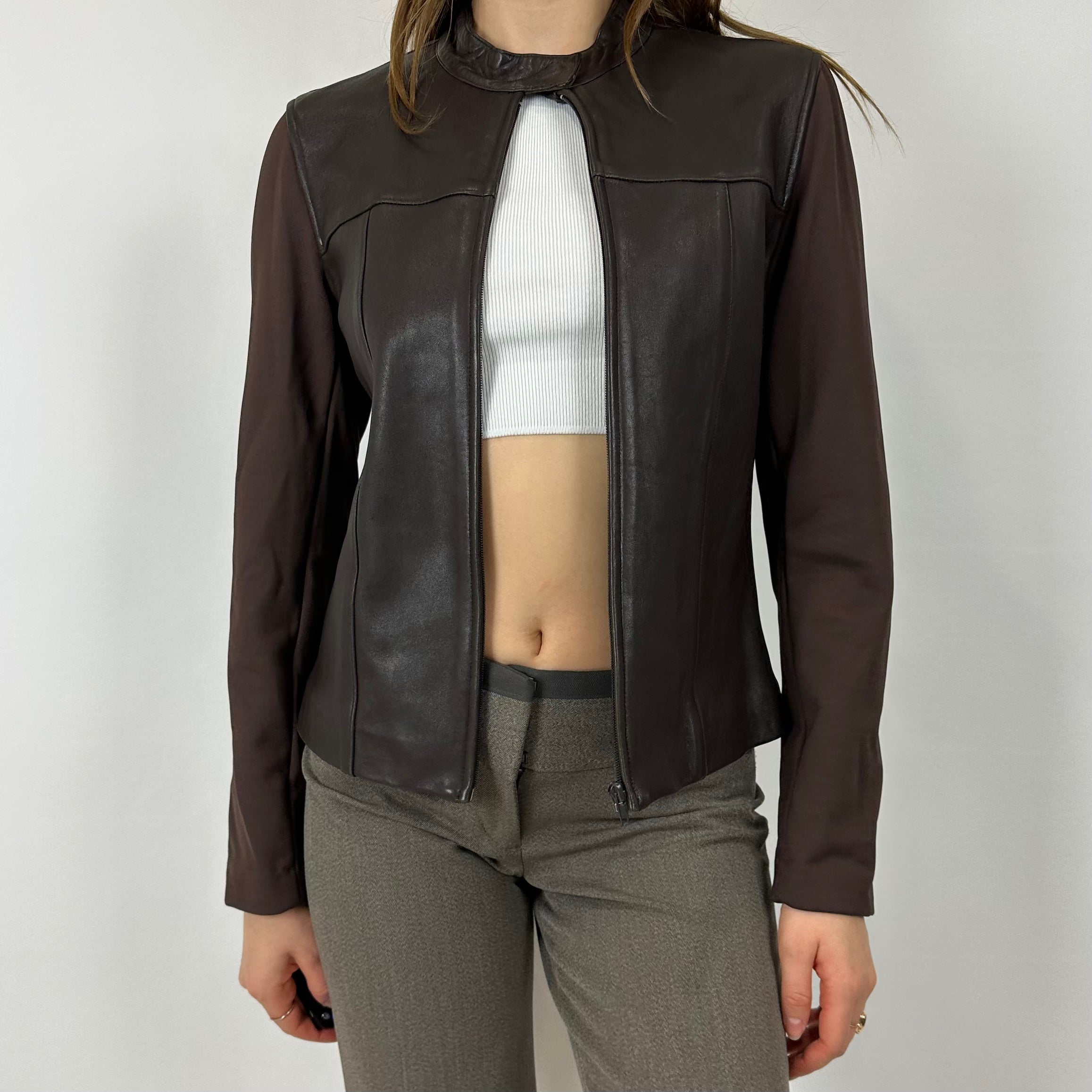 90s Brown Leather Jacket (S/M)