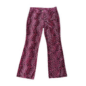 90s Pink Fuzzy Leopard Print Flares (L)