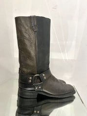 True Vintage American Black Leather Buckle Biker Boots (UK 7 US 8D/ US 9.5)