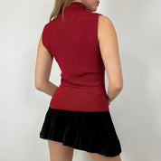 90s Scarlet Beaded Turtle Neck Tank Top (M)