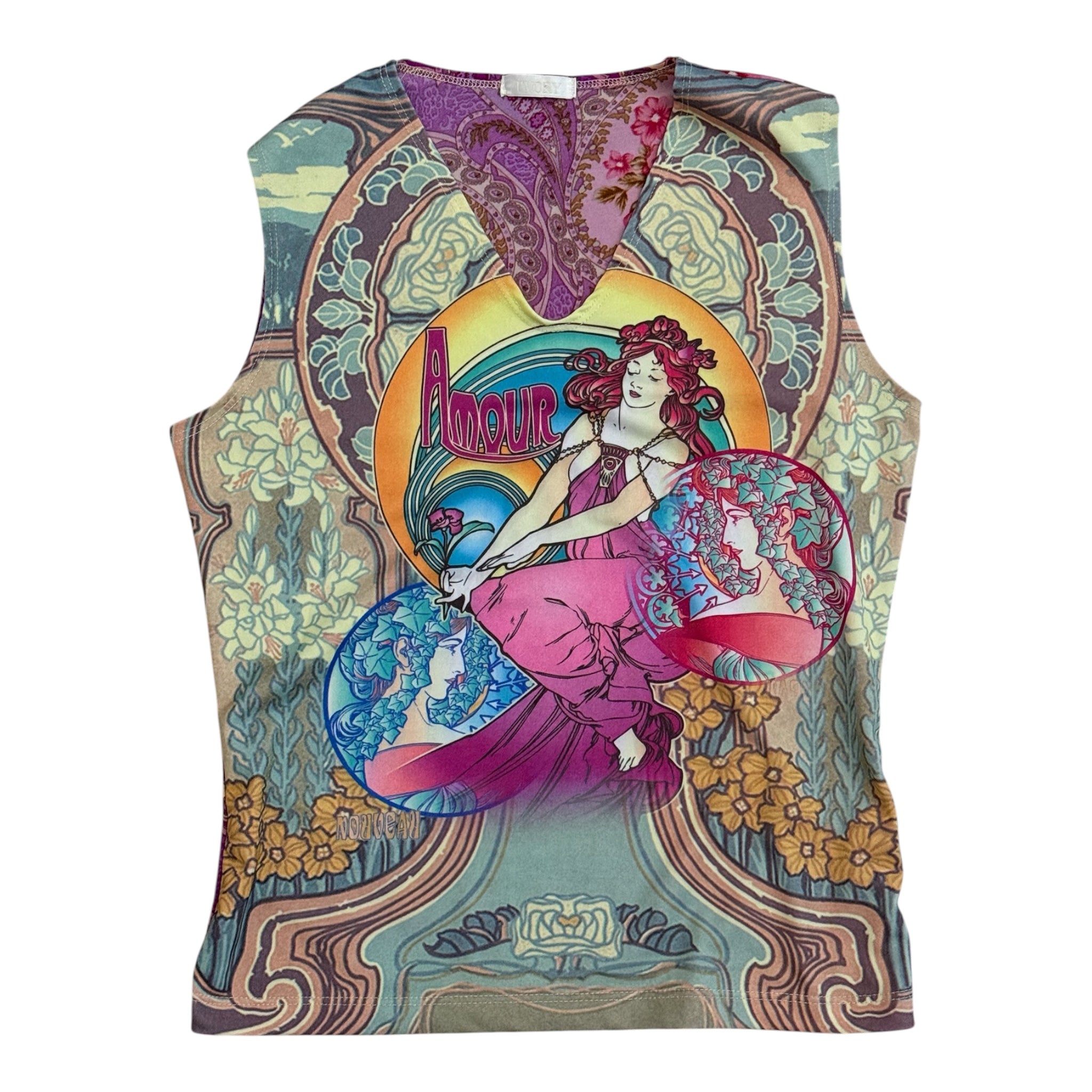 Art Nouveau-style graphic print top (M)
