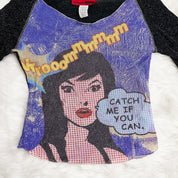 Y2K Sparkly Mesh Comic Book Top (M)