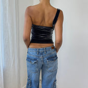 Vintage Italian One-Shoulder Metallic Top (M)