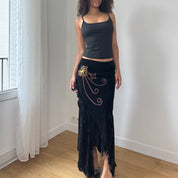 Vintage Italian Velvet Maxi Skirt (M)