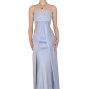 90s Ice Blue Corset Prom Dress (M)