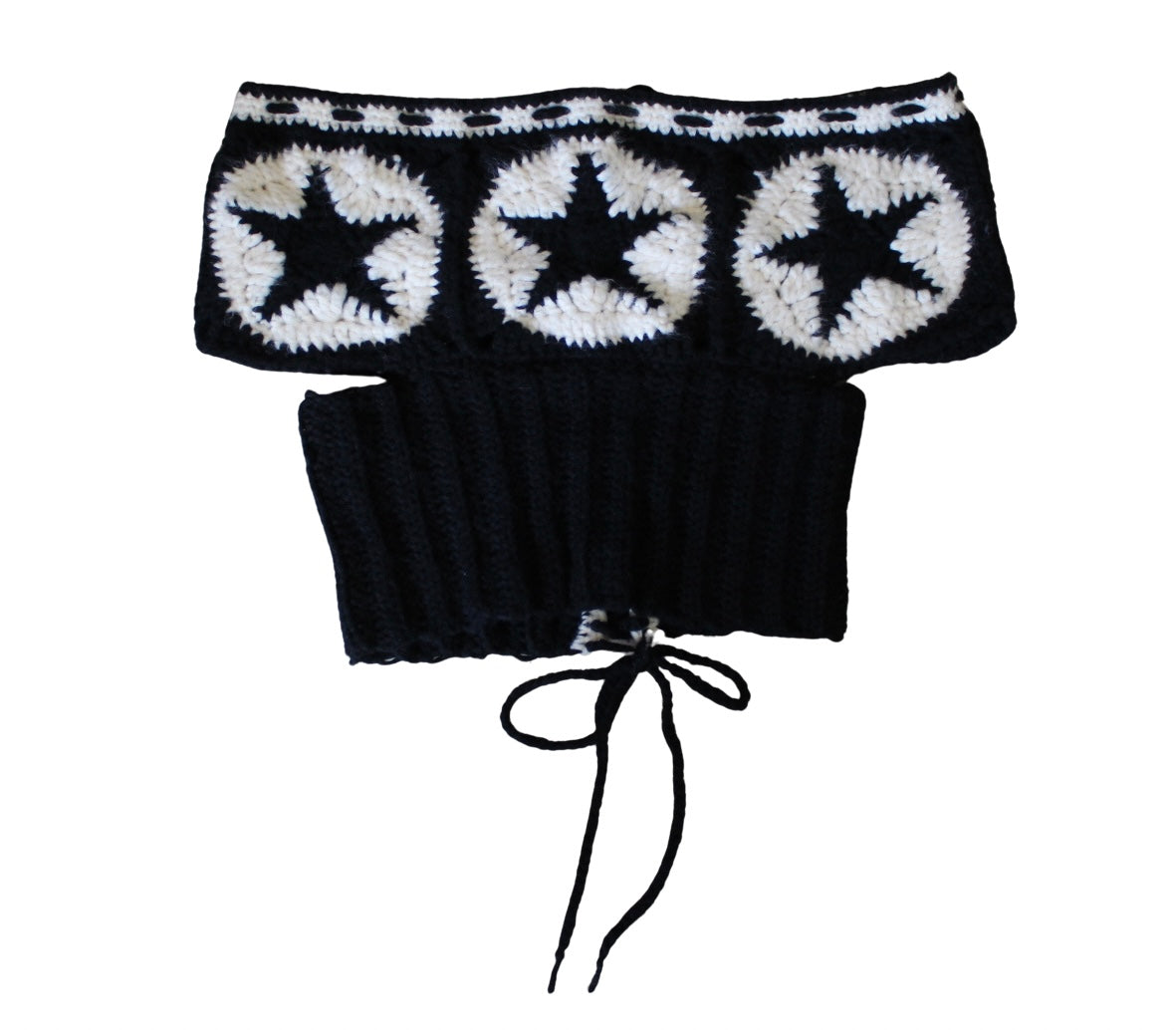Lace-Up Star Crochet Top (S/M)