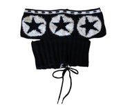 Lace-Up Star Crochet Top (S/M)