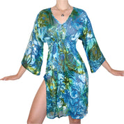 Y2K Tie Dye Blue Green Swim Cover Up (S/M)