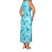 Aqua Tropical Silk Maxi Dress (M)