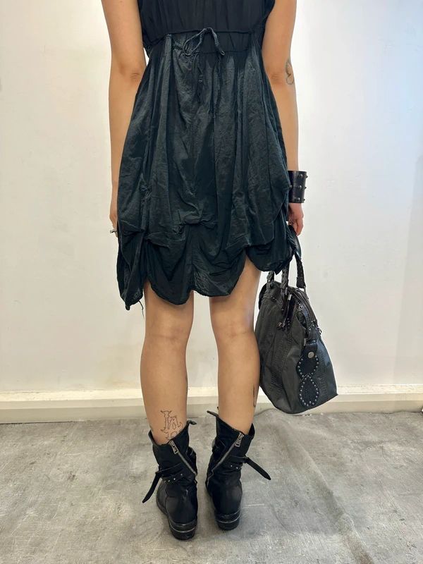 Vintage Italian Cotton Gothic Milkmaid Midi Dress (S)