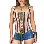 90s Striped Jacquard Corset Top (M/L)