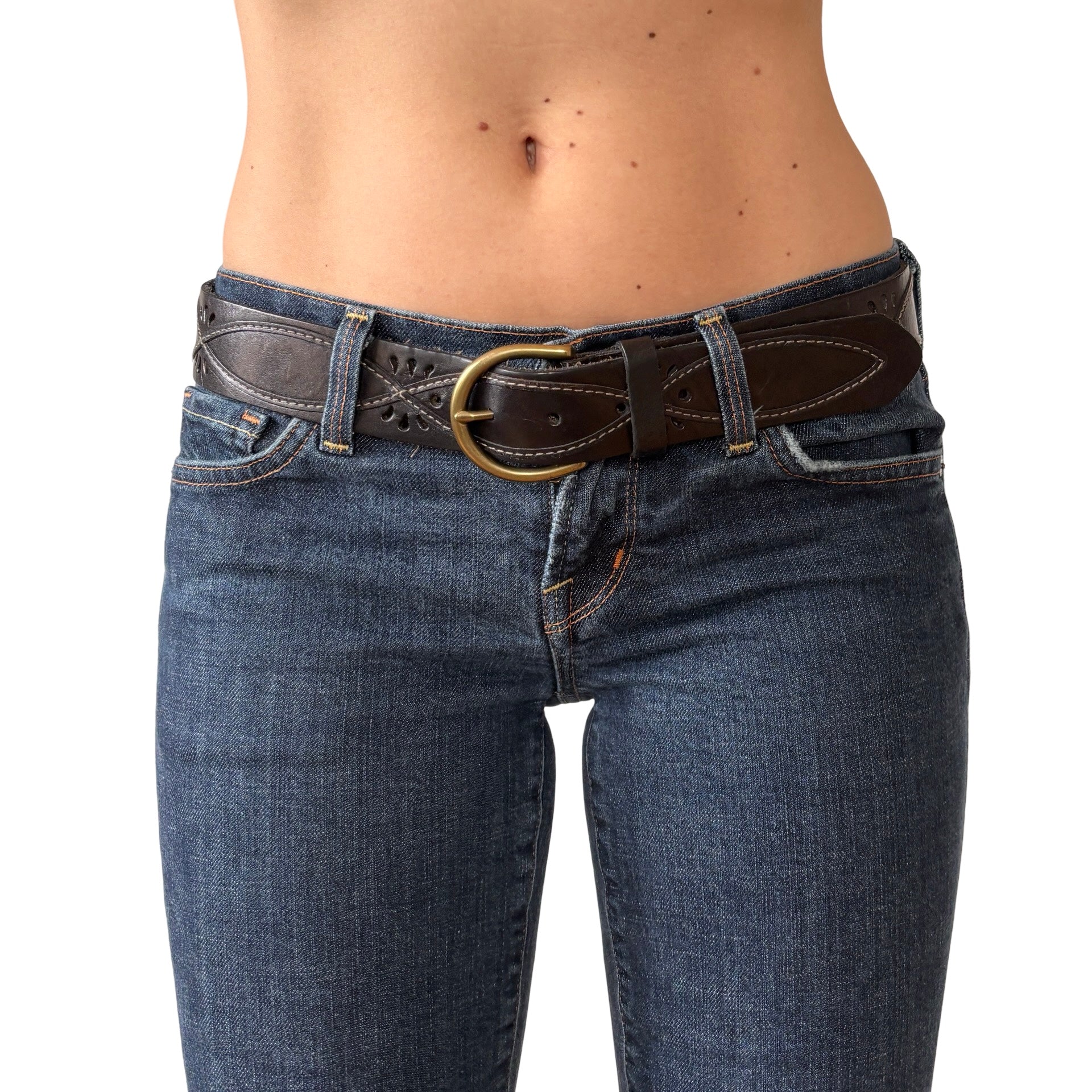 Vintage Black Leather Belt (S/M)