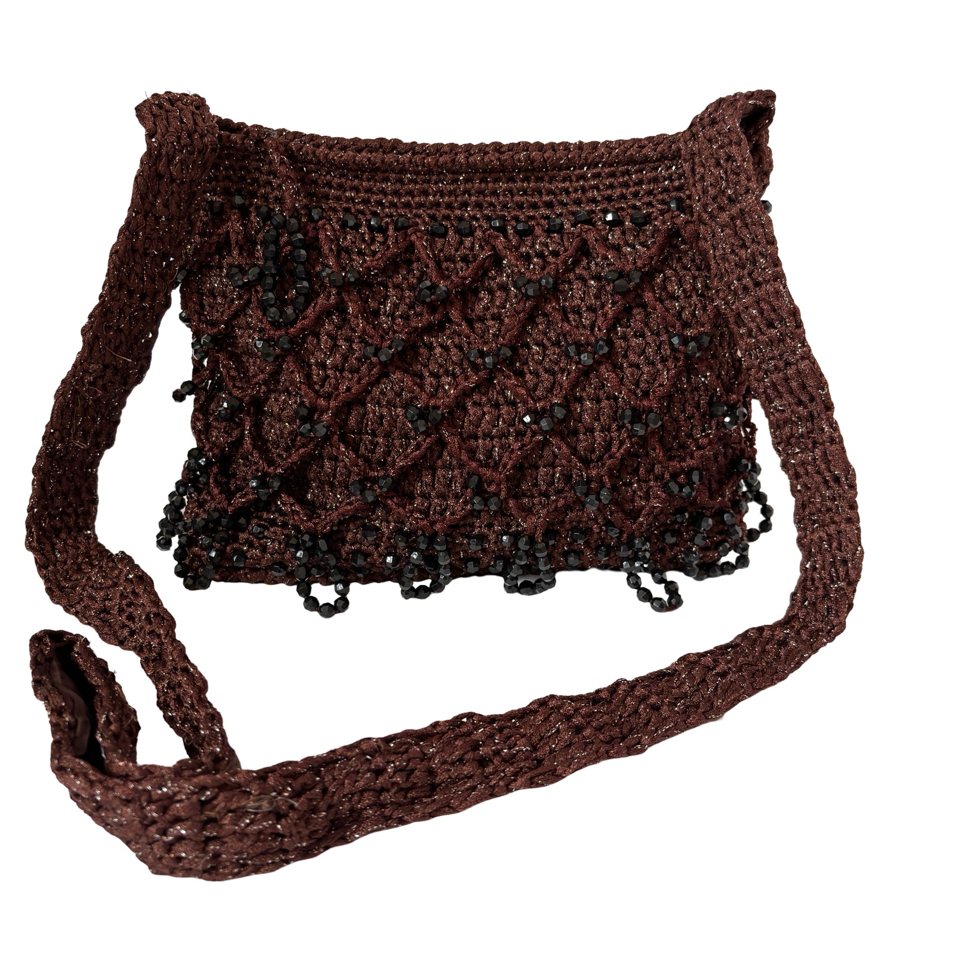 Beaded Crochet Crossbody Purse
