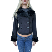 Vintage Custo Barcelona Black Cropped Coat (XS)