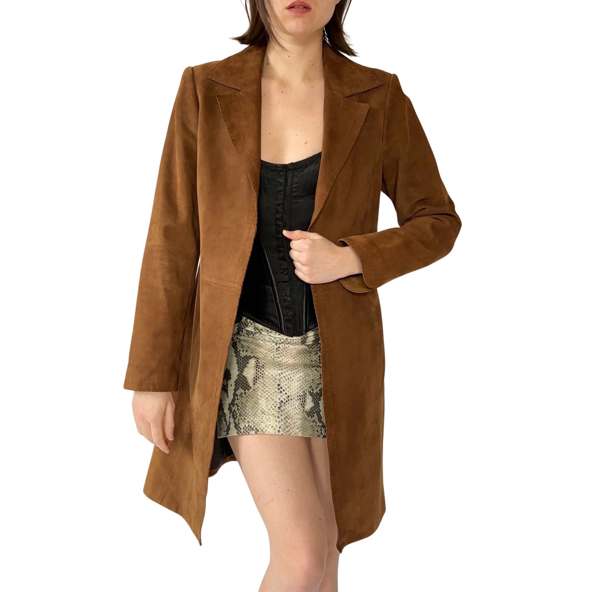 Genuine Suede Leather Coat (S)