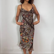 Vintage Italian Silk Metallic Mesh Slip Dress (S) ⠀