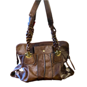 Brown leather hobo bag