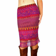 Paisley Sunset Mesh Midi Skirt (M)