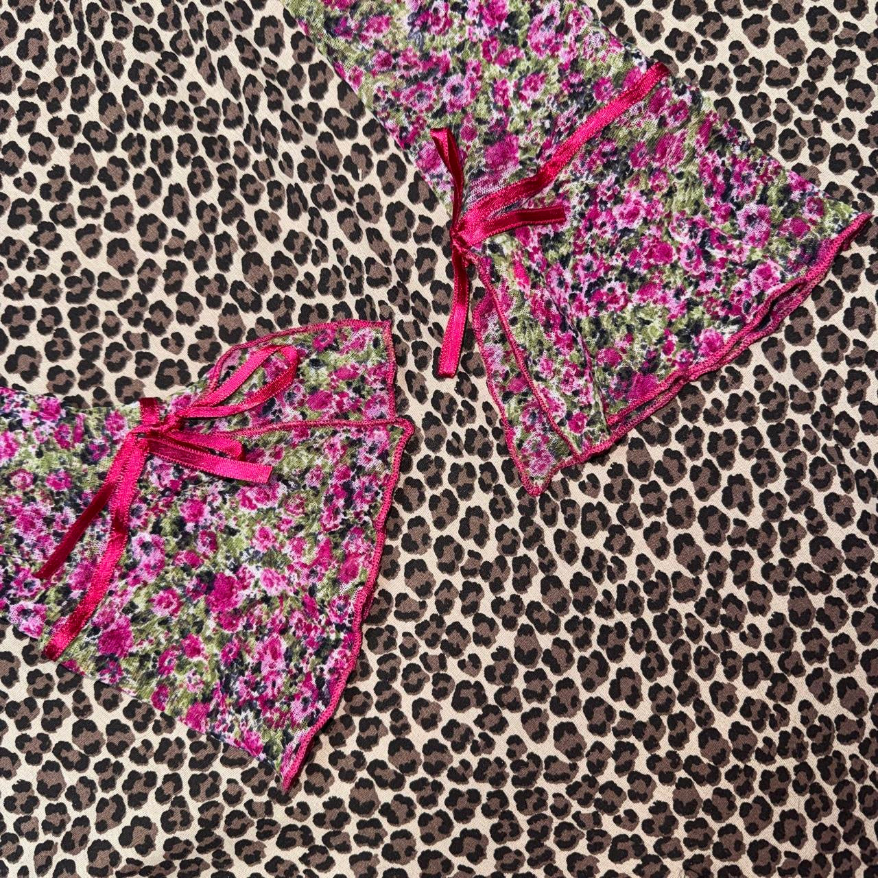Euro Vintage Ruched Mesh Floral Blouse (S/M)