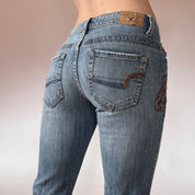 Y2K Embellished Low Rise Jeans (XS)