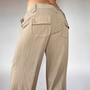 2000s Nude Pinstripe Trousers (S)