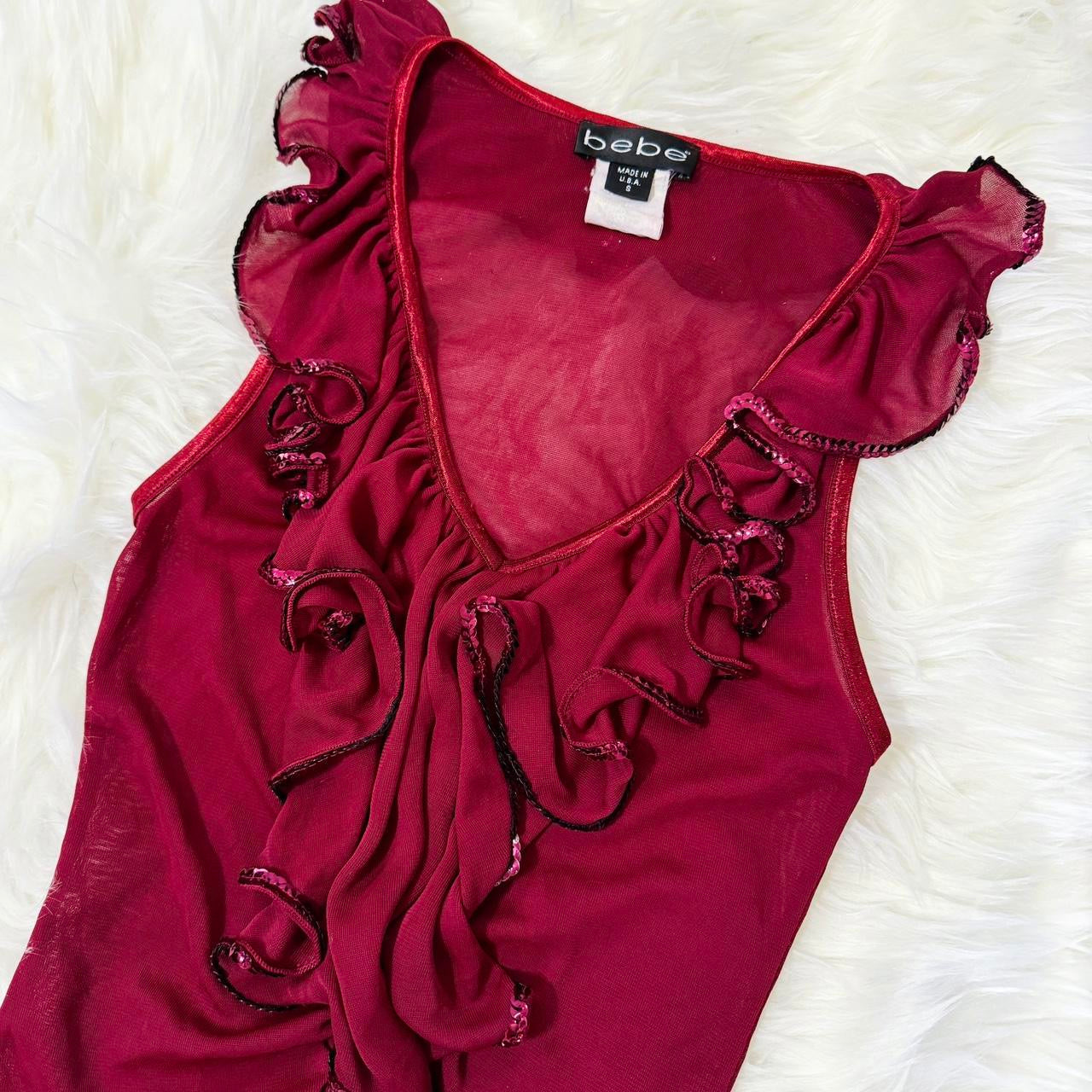 Bebe 90's Mesh Ruffle Cami (XS)