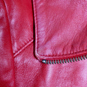 Y2K Sexy Red Italian Leather Moto Jacket (S)