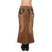 Y2K Brown Corduroy Maxi Skirt (S)