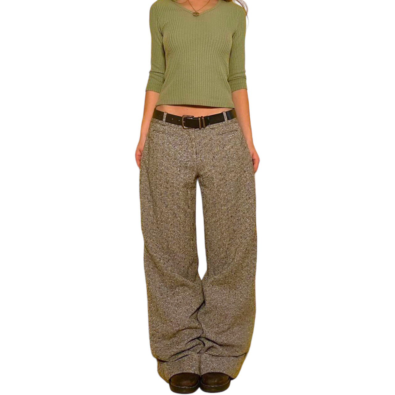 2000’s tweed mid rise trousers - small