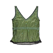 Y2K Floral Beaded Mesh Cami (L)