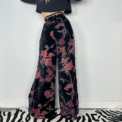 Velvet Floral Burnout Trousers (Small)