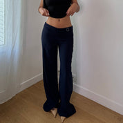 Vintage French Navy Wide Leg Trousers (S)