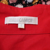Y2K Red Zip Up Shirred Blouse (M)